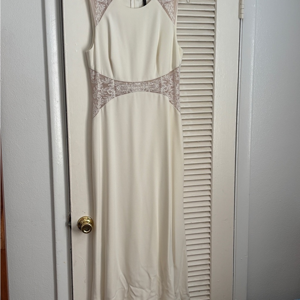 Elegant White Lace Panel Gown